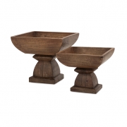 Julian Wood Pedestal Bowls - Set of 2