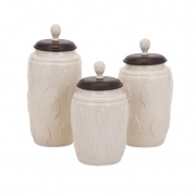 Beth Kushnick Cream Lidded Canisters - Set of 3
