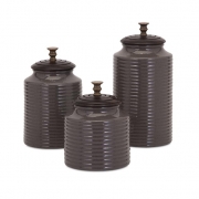 Beth Kushnick Grey Lidded Canisters - Set of 3