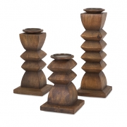 Desta Wood Candleholders - Set of 3