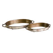 Noelle Oval Trays with Mirrors - Set of 2