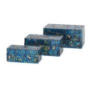 Peacock Mosaic Boxes - Set of 3