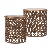Beth Kushnick Copper Plated Geometric Nesting Tables - Set o