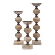 Nahla Wood Candleholders - Set of 3