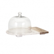 Lyna Marble and Wood Cheese Dome