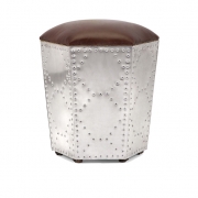 Bram Steel and Leather Ottoman