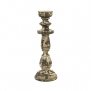 Armida Small Carved Wood Candleholder