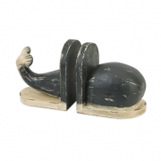 Jonah Wood Carved Whale Bookends