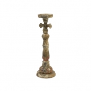 Rosado Small Handcarved Wood Candleholder