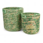 Sea Grass and Recycled Plastic Storage Bins - Set of 2