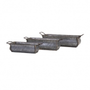 Deann Galvanized Planters with Brass Accent - Set of 3