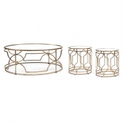 IK Sherine Mirror Top Coffee Table & 2 End Tables - Set of 3
