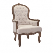 Jessa Carved Wood and Linen Chair