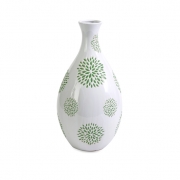 Essentials White with Green Flower Vase