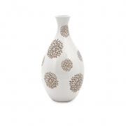 Essentials White with Taupe Flower Vase