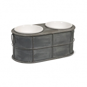 Casoria Pet Feeder with Ceramic Bowls