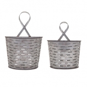 Parla Galvanized Wall Pockets - Set of 2