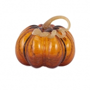 Amber Medium Glass Pumpkin with LED Light