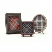 Riley Plaid Metal Clocks - Set of 3