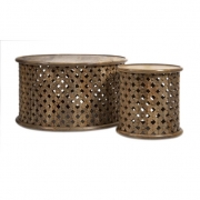 Abdalla Carved Wooden Tables - Set of 2