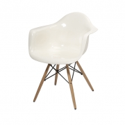 Arturo White Acrylic Chair with Wood Leg