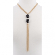 BTQ Gold Tassle with Black Jewels Necklace