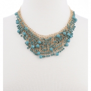 BTQ Blue Beaded Draped Necklace