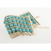 BTQ Gold and Blue Beaded Bracelet