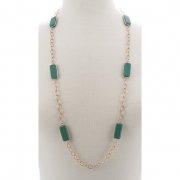 BTQ Faceted Dark Green Stone Necklace