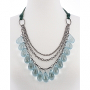 BTQ Blue Crystal Teardrop Necklace