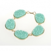 BTQ Teal Stones on Gold Bracelet