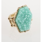 BTQ Teal Stone Gold Ring