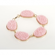 BTQ Pink Stones on Gold Bracelet