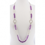 BTQ Burnished Gold and Purple Beaded Necklace