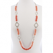 BTQ Burnished Gold and Orange Beaded Necklace