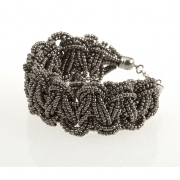 BTQ Silver Woven Bead Bracelet
