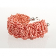 BTQ Coral Woven Bead Bracelet