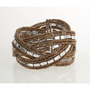 BTQ Brown and Silver Braided Cuff