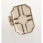 BTQ White and Gold Graphic Stretch Ring