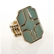 BTQ Teal and Gold Graphic Stretch Ring