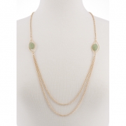 BTQ Gold Double Chain with Green Stones