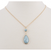 BTQ Light Blue Drop Stone Necklace