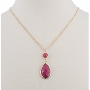 BTQ Fushia Drop Stone Necklace