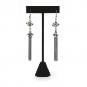 BTQ Grey Metal Tassel Earrings