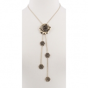 BTQ Burnished Gold Multi Flower Bolo Necklace