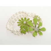 BTQ Green Flowers Pearl Bracelet