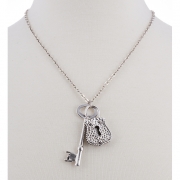 BTQ Silver Lock and Key Necklace