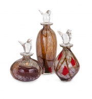 Dabney Glass Bird Stopper Bottles - Set of 3