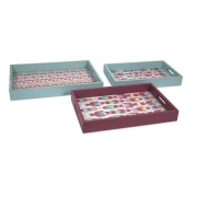 Becerra Wood and Glass Trays - Set of 3