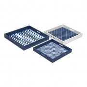 Essentials Graphic Marine Blue Trays - Set of 3